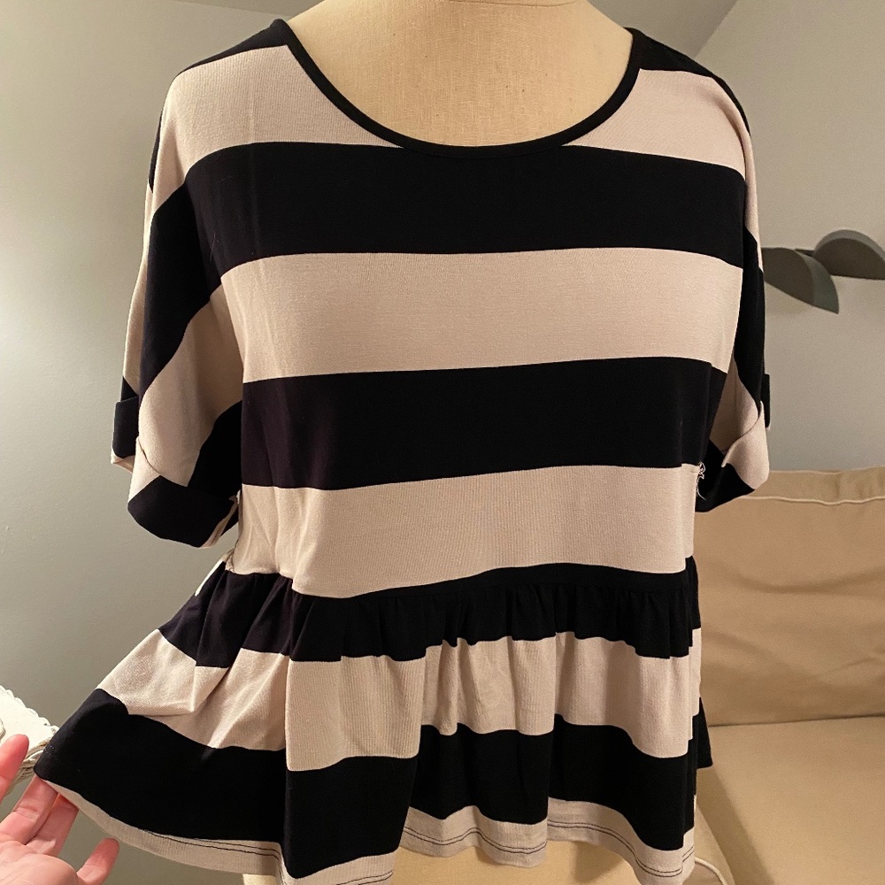 Striped Peplum Blouse/Top (M)